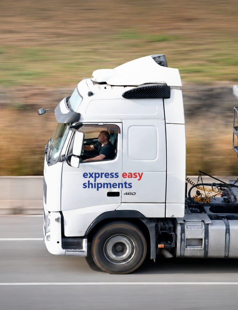 An Express Easy Shipments truck under way on the motorway